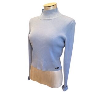 Calvin Klein Jeans Women’s Mock Turtle Neck Ribbed Long Sleeve Light Weight Top